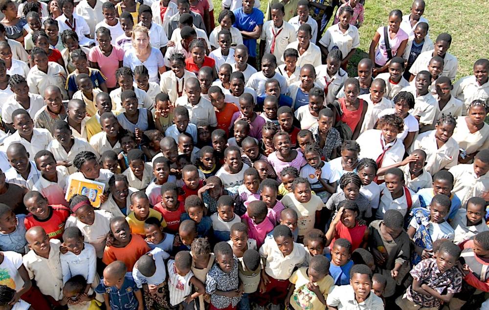 A large gathering of ASEM students at a community event.