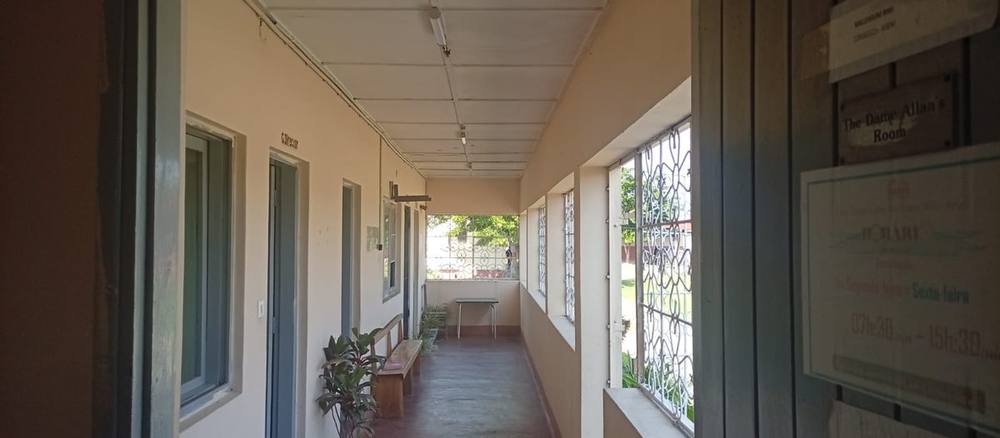 A newly renovated corridor at Escola Jorge Jose Traquino in Manga, Beira.